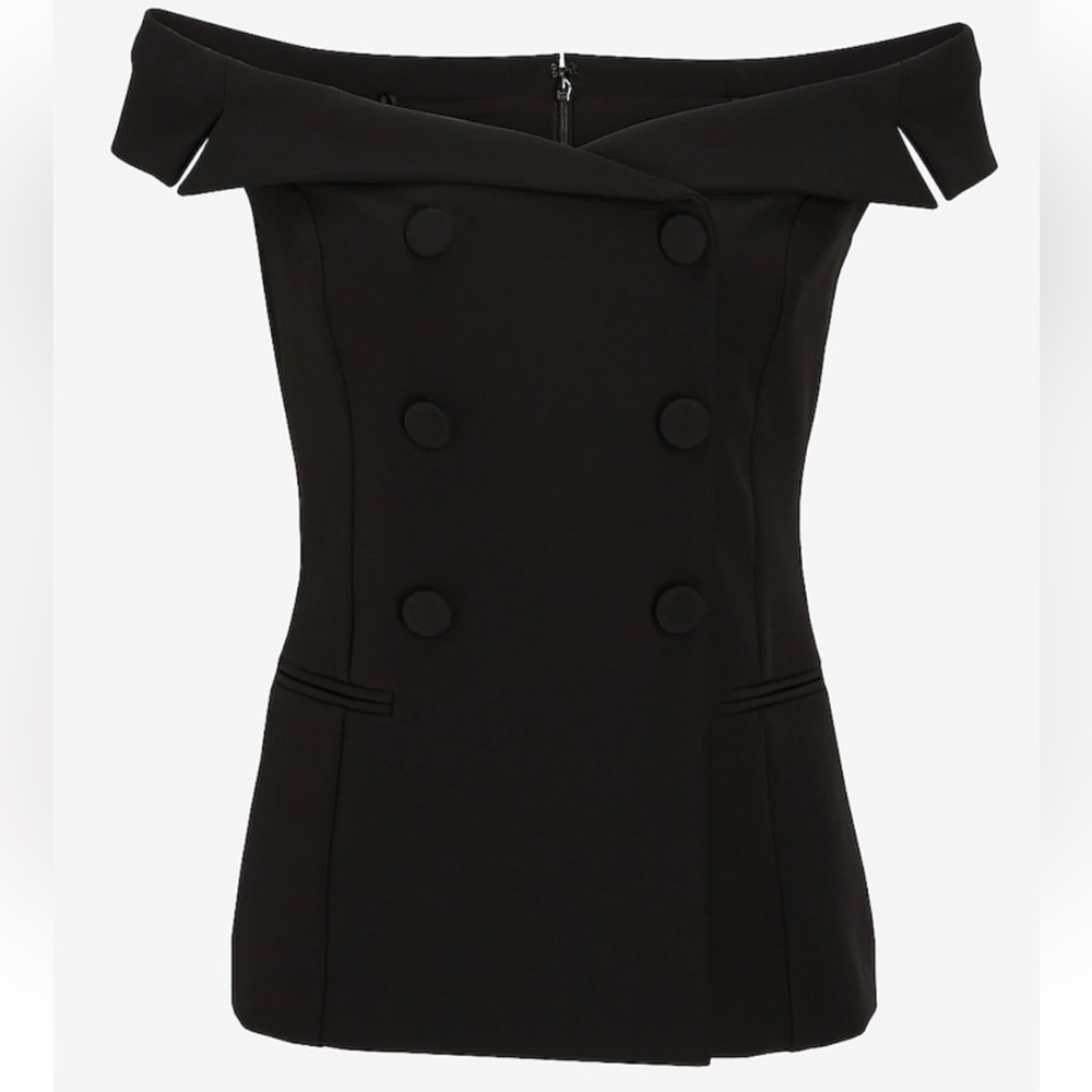 Off The Shoulder Double Breasted Structured Top